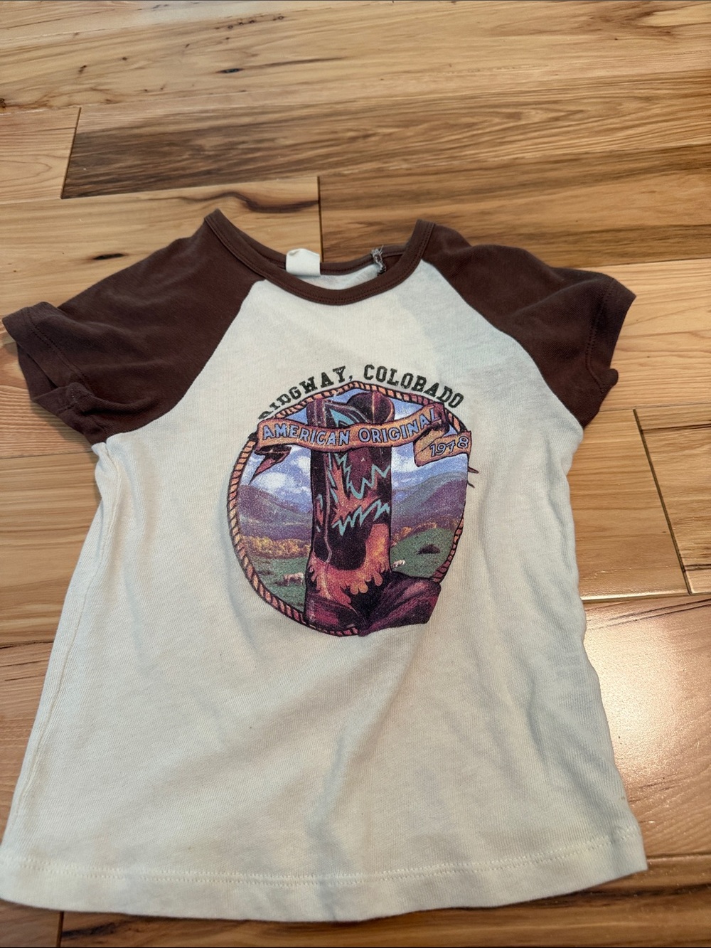 Urban Outfitters Brown & White Raglan Kids Graphic Tee